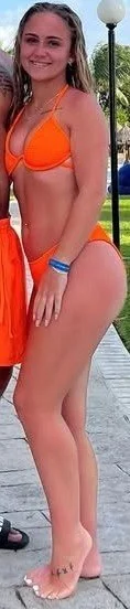 My petite cousin in different colored bikinis image 9
