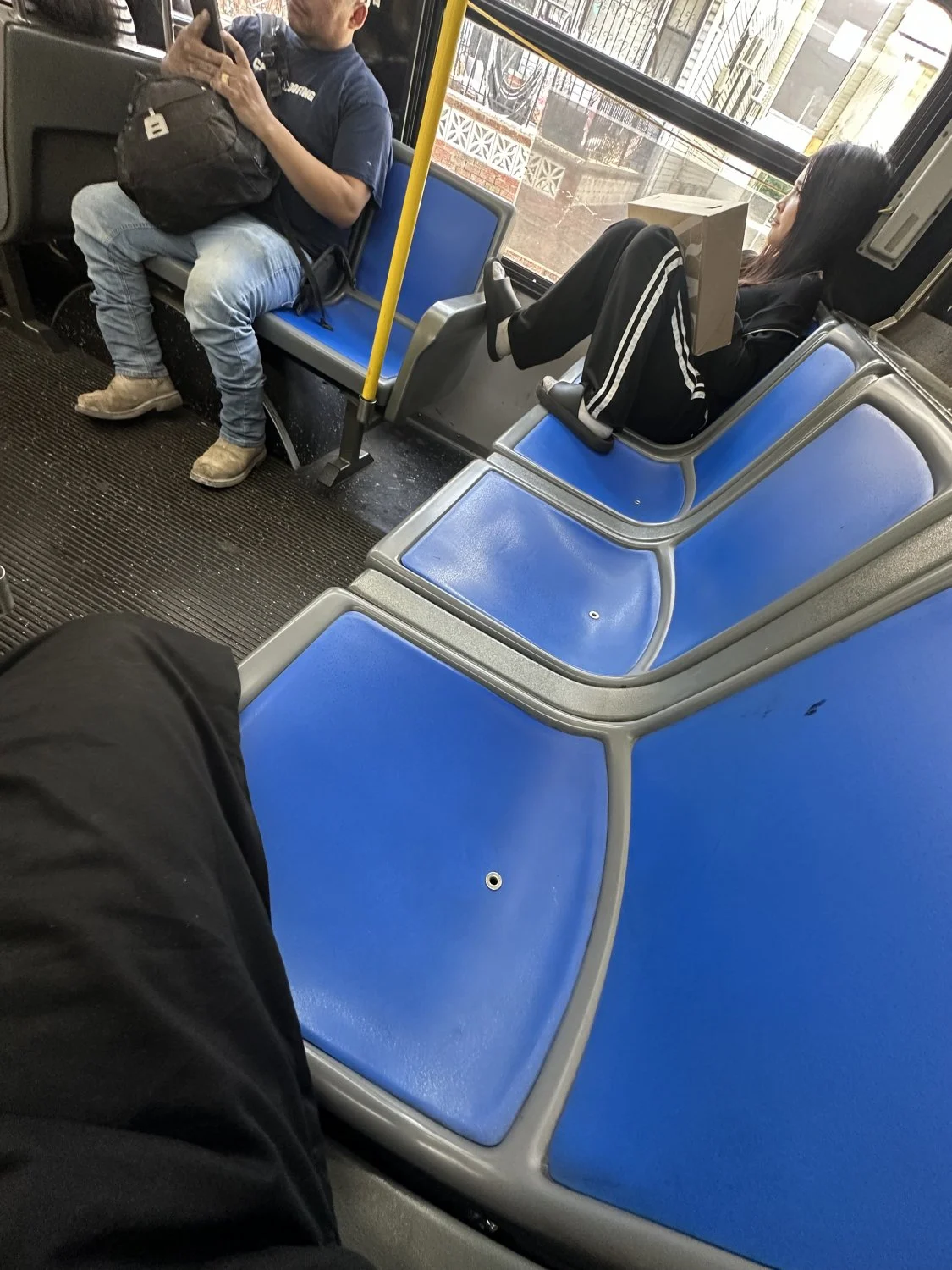 whitegirl with some dirty ass socks on the bus image 11