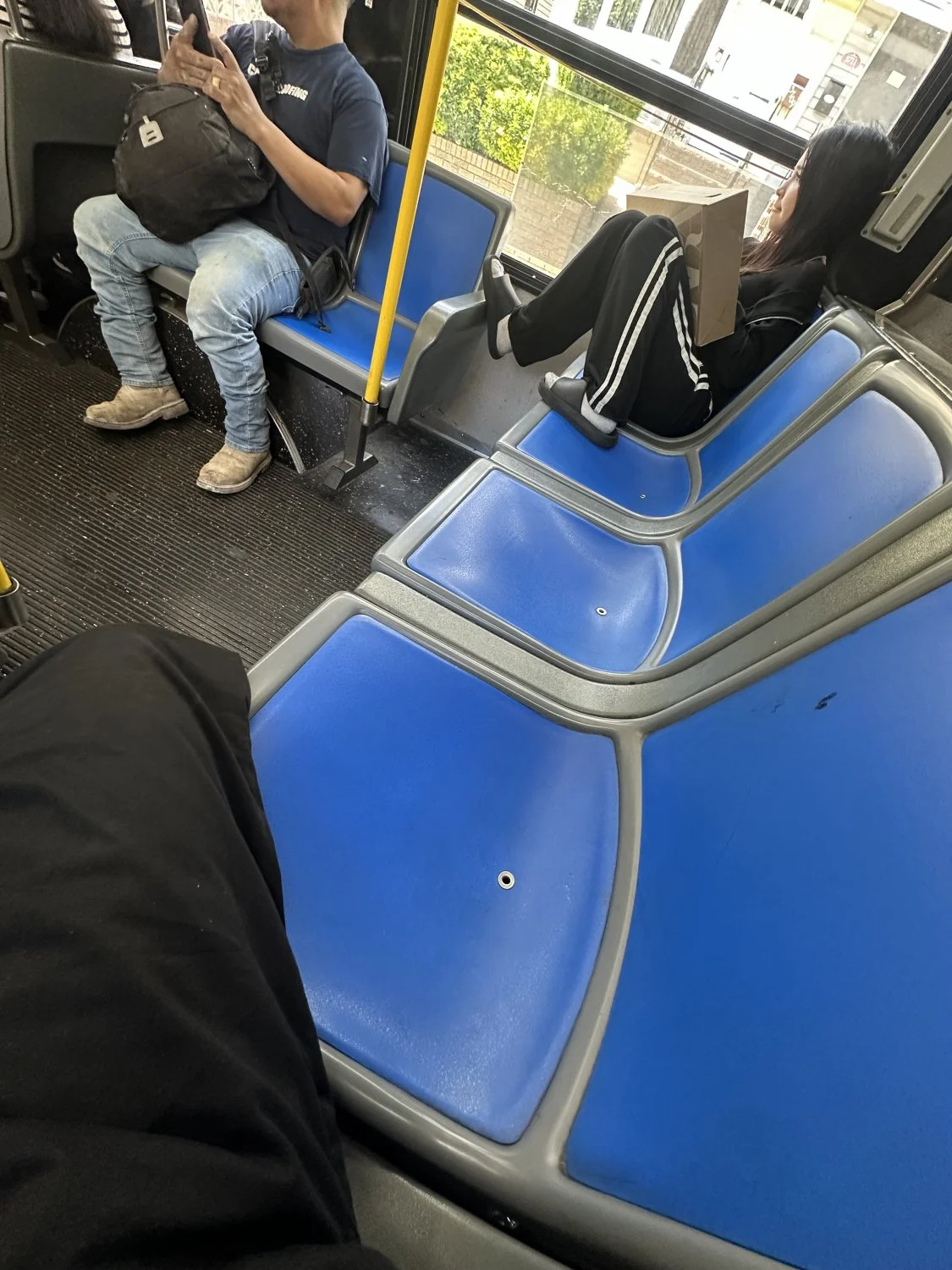 whitegirl with some dirty ass socks on the bus image 12