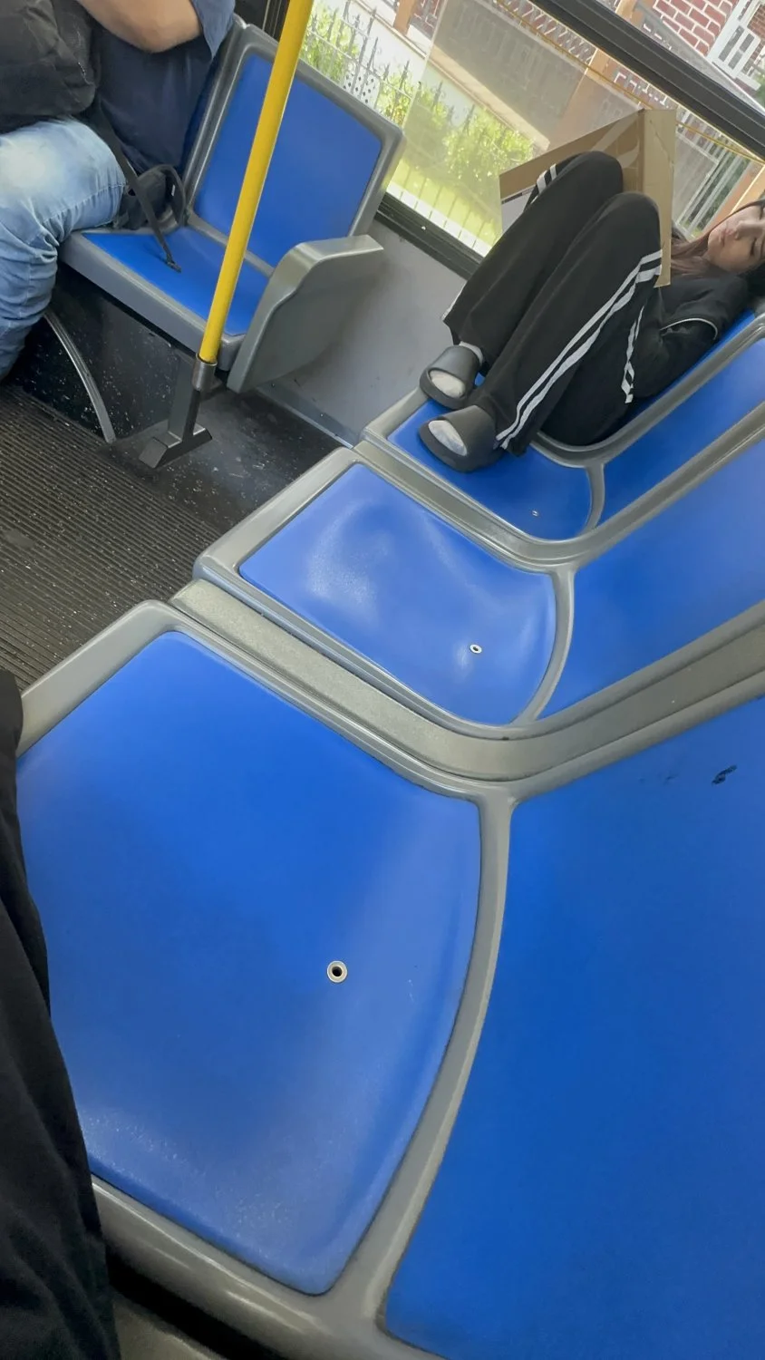 whitegirl with some dirty ass socks on the bus image 4