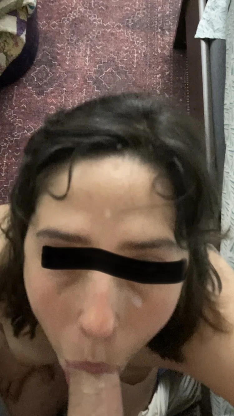Cum slut wife facial image 2
