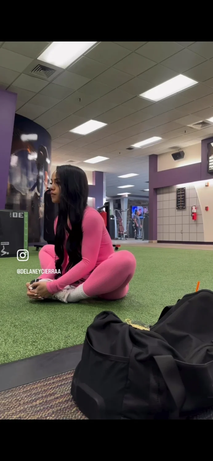 2 Cuties in sexy pink catsuit leggings at gym 🥵🔥 image 4