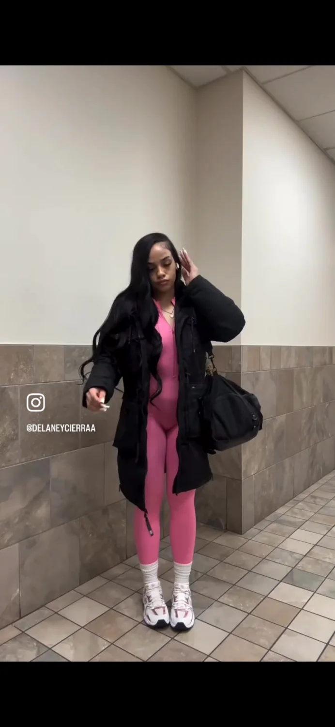 2 Cuties in sexy pink catsuit leggings at gym 🥵🔥 image 5