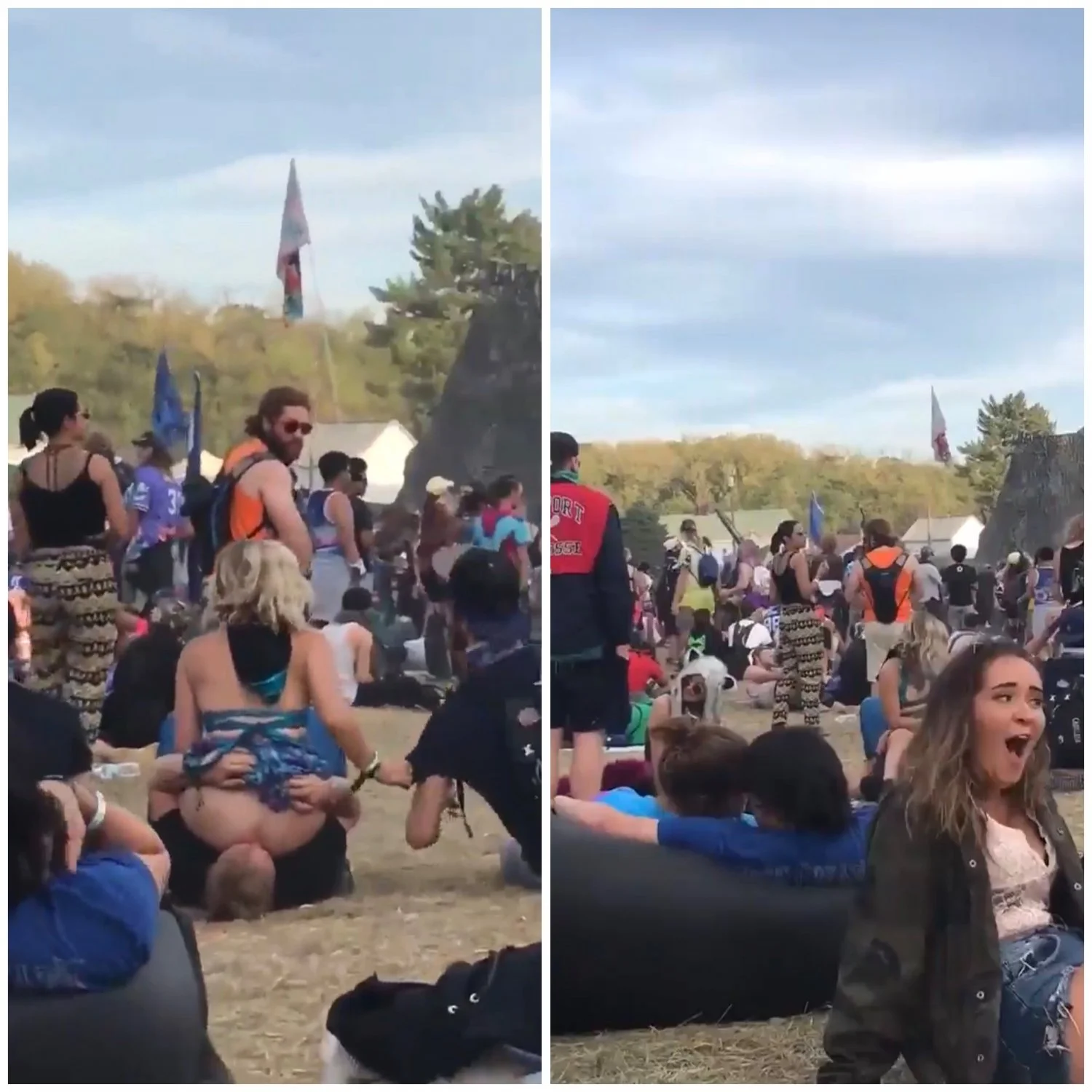 Onlookers Shocked as They Watch Two Guys Eat A Sluts Ass In Public During a Music Festival main image