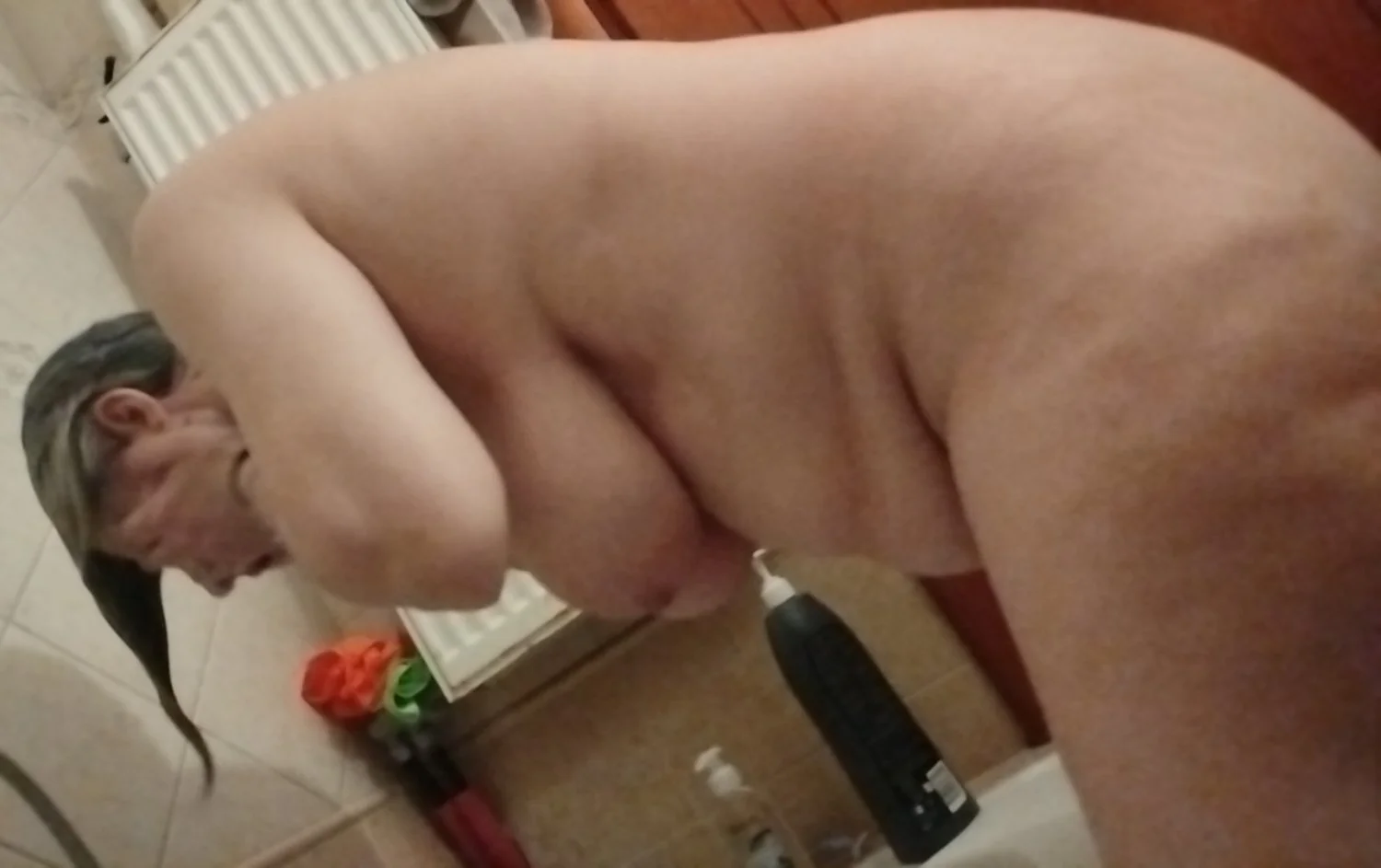 My slut wife in the shower with her huge tits image 5