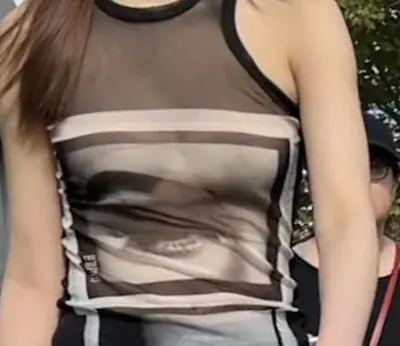 Asian whore wearing see through no bra and black panties visible cover image