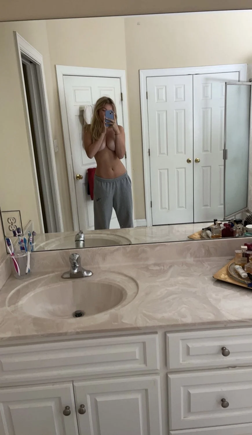Hot UGA Freshman blonde babe teasing naughty mirror selfie image 32