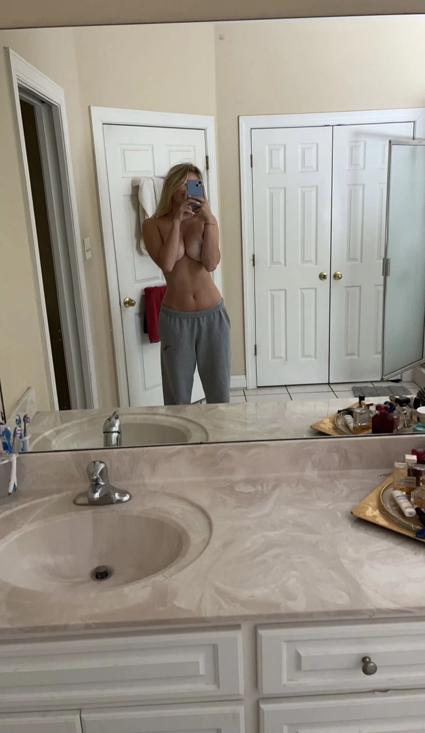 Hot UGA Freshman blonde babe teasing naughty mirror selfie image 33