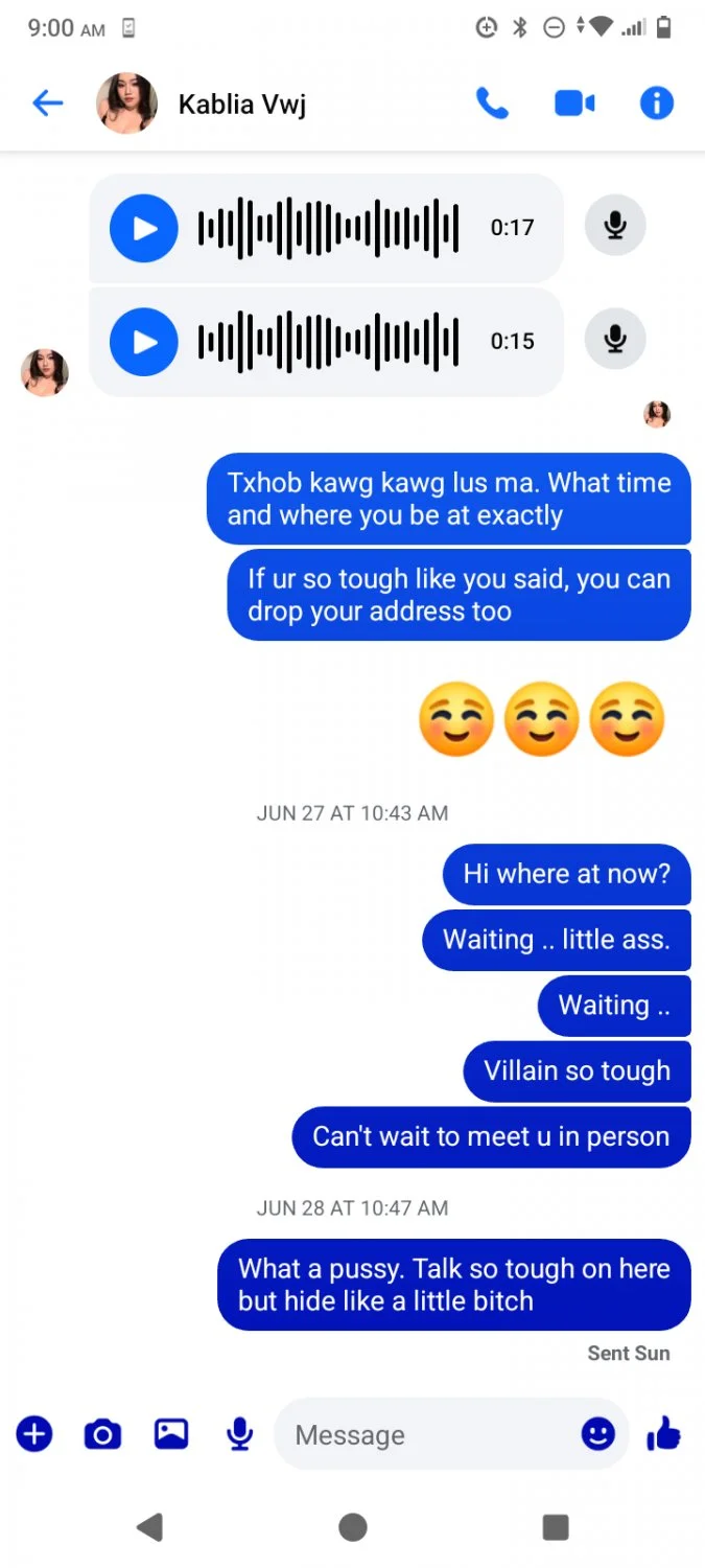 Hmong kablia vwj bf Villian Yang so tough on fb but can't even respond back. Haha image 3