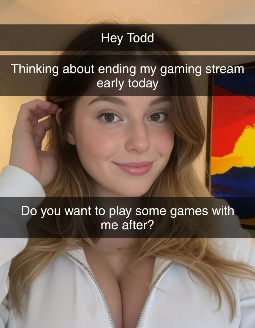 Live Streamer falls for Nerdy Fan part 1 Snapchat Cheating Captions cute teen twitch social media image 1