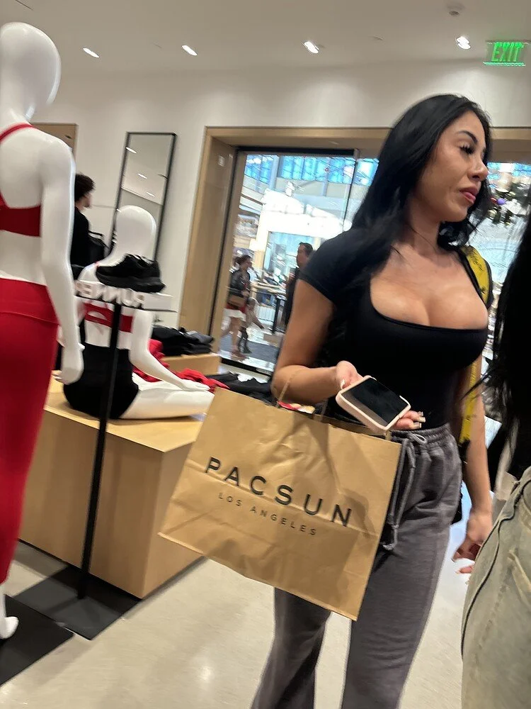 Creepshot Latina boobs bursting out image 2