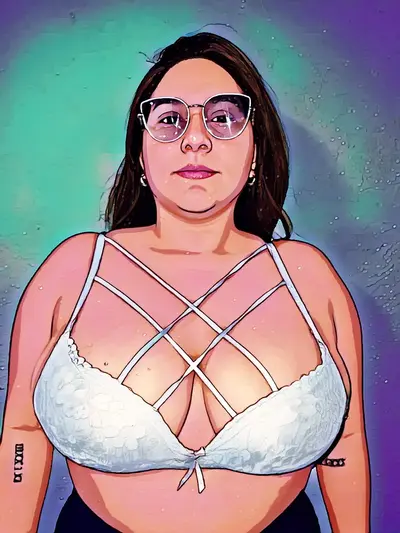 Gordinha peituda em Cartoon e real cover image