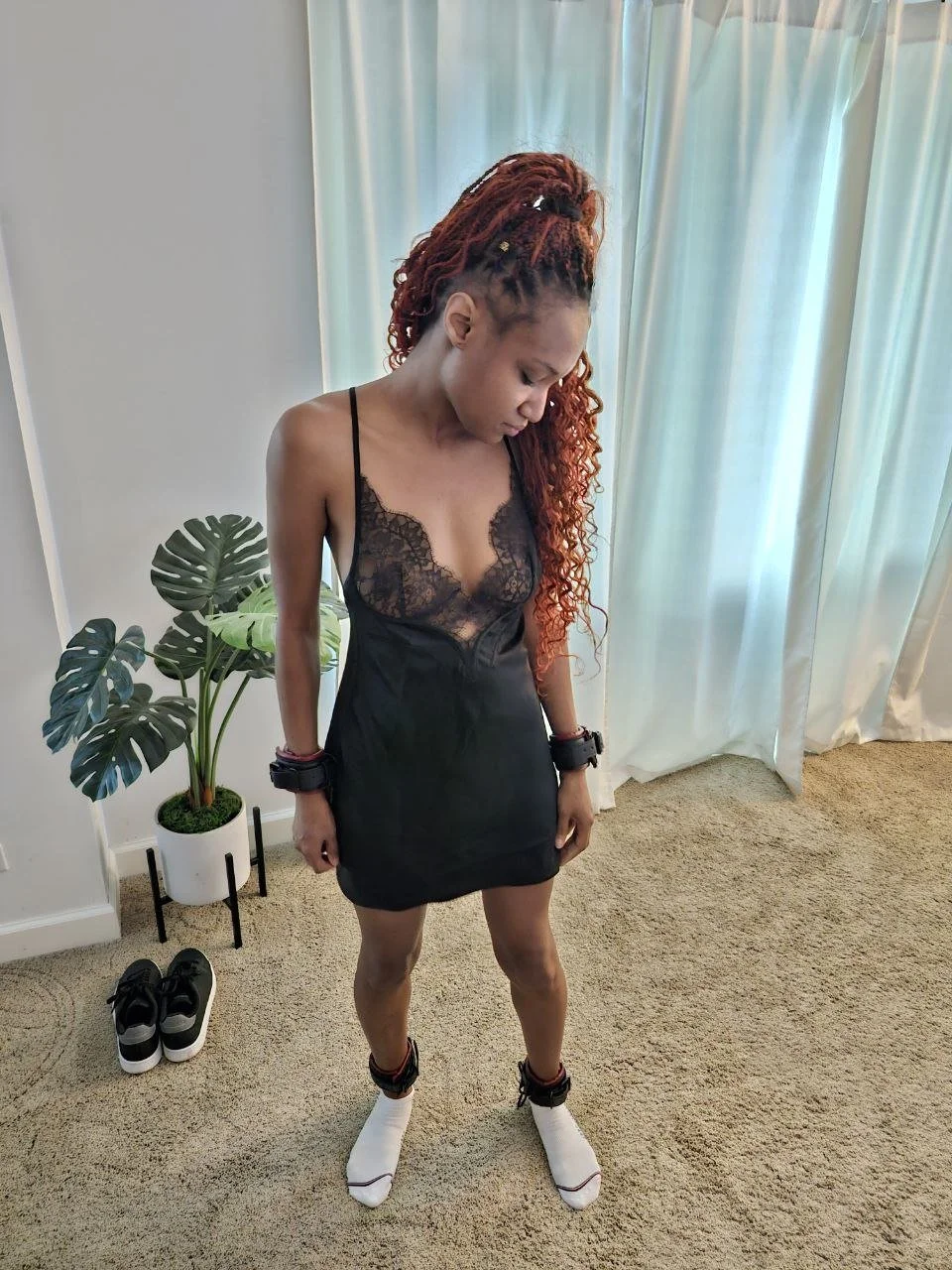 Black shared slutwife tied down and dp'd image 3