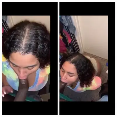 Thick Dominican sucking dick in the closet cover image