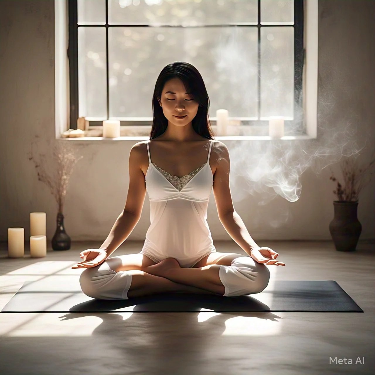 Asian doing yoga by meta AI image 10