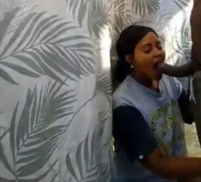 Favela girl sucks and fucks with a black guy hanging clothes on the clothesline cover image