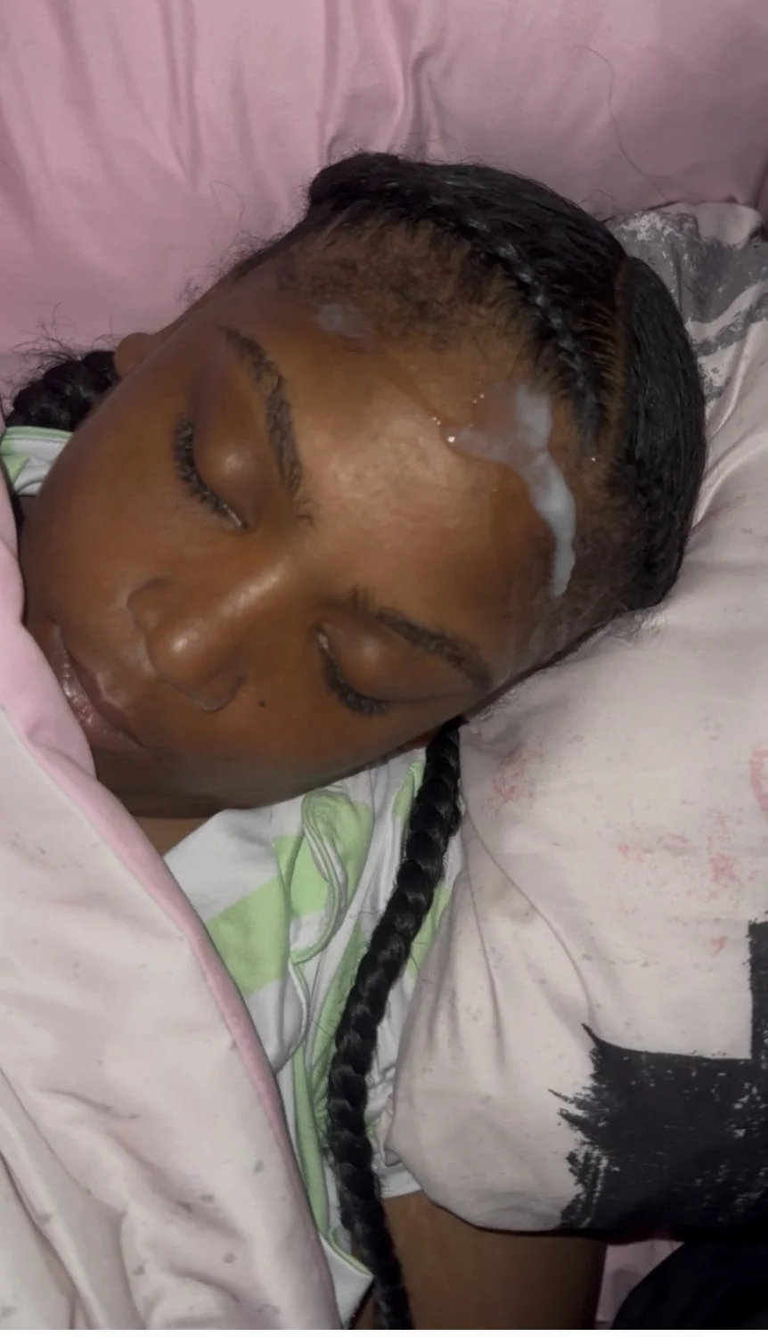 He Nutted on this bitch forehead while she sleeps image 1