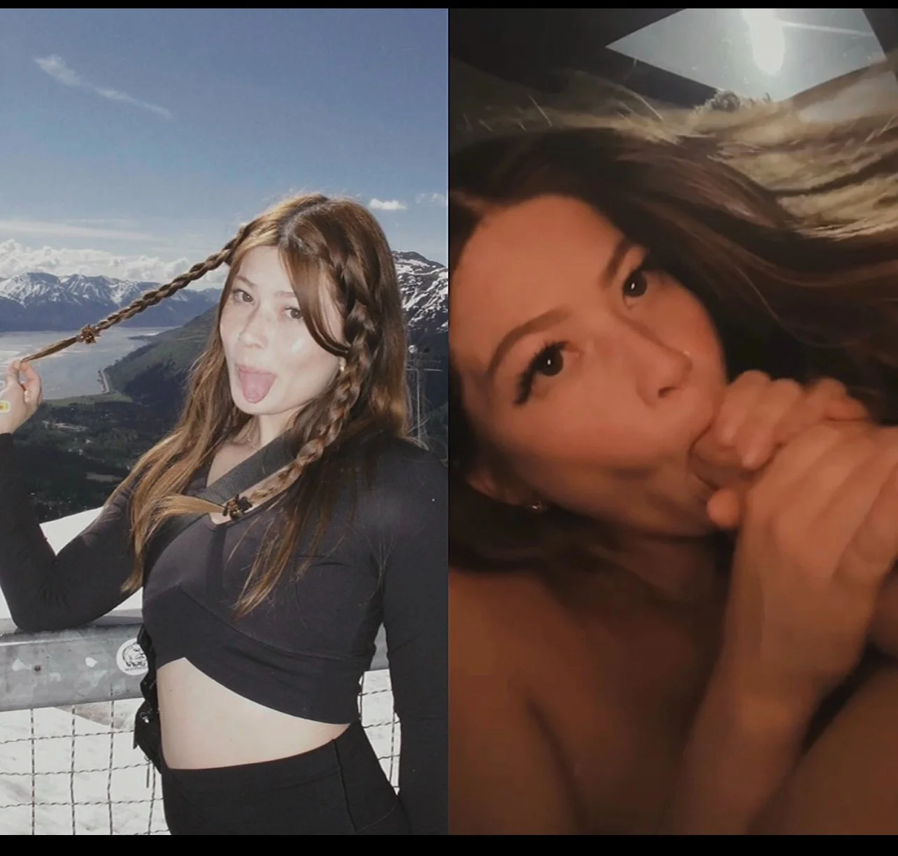 White asian gf gives blowjob to her bf image 2