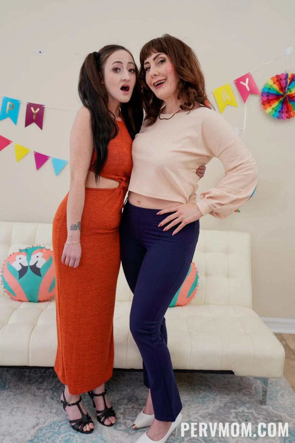 Big Natural Floppy Tits on this MILF & Teen. image 6