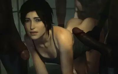 [Tomb Raider] Lara fucks three black guys cover image