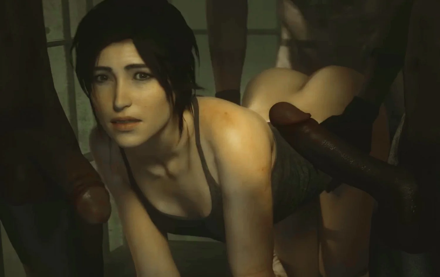 [Tomb Raider] Lara fucks three black guys image 2