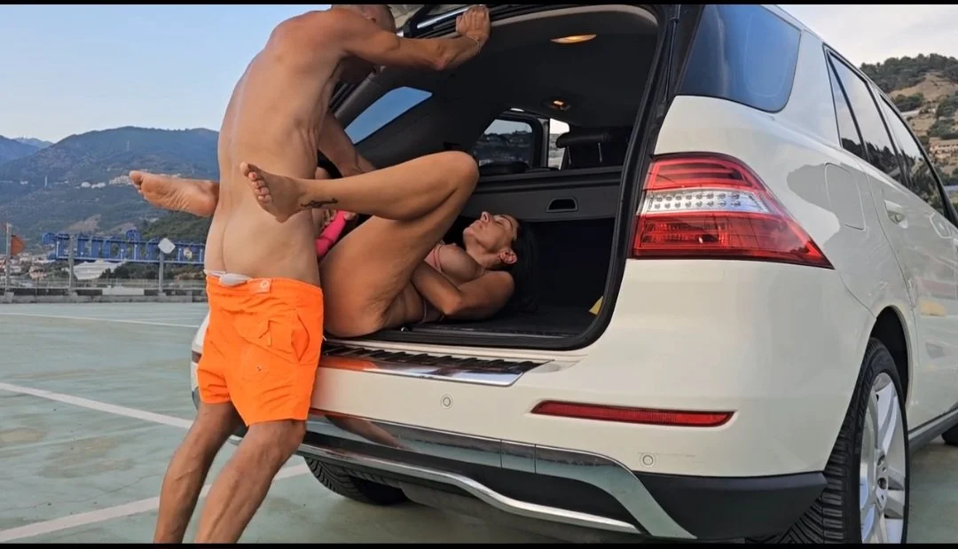 Horny driver fucks girl in the supermarket parking lot main image