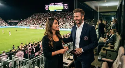 Antonela Roccuzzo y David Beckham de fiesta en palco del Inter de Miami🔥 cover image