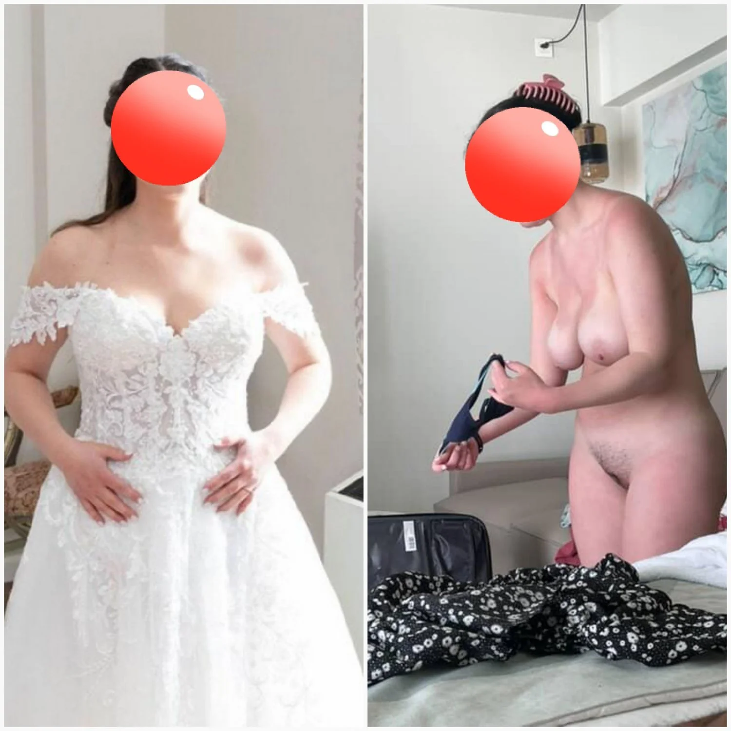 Real bride wife on display for all to see with her massive natural tits and hairy pussy main image