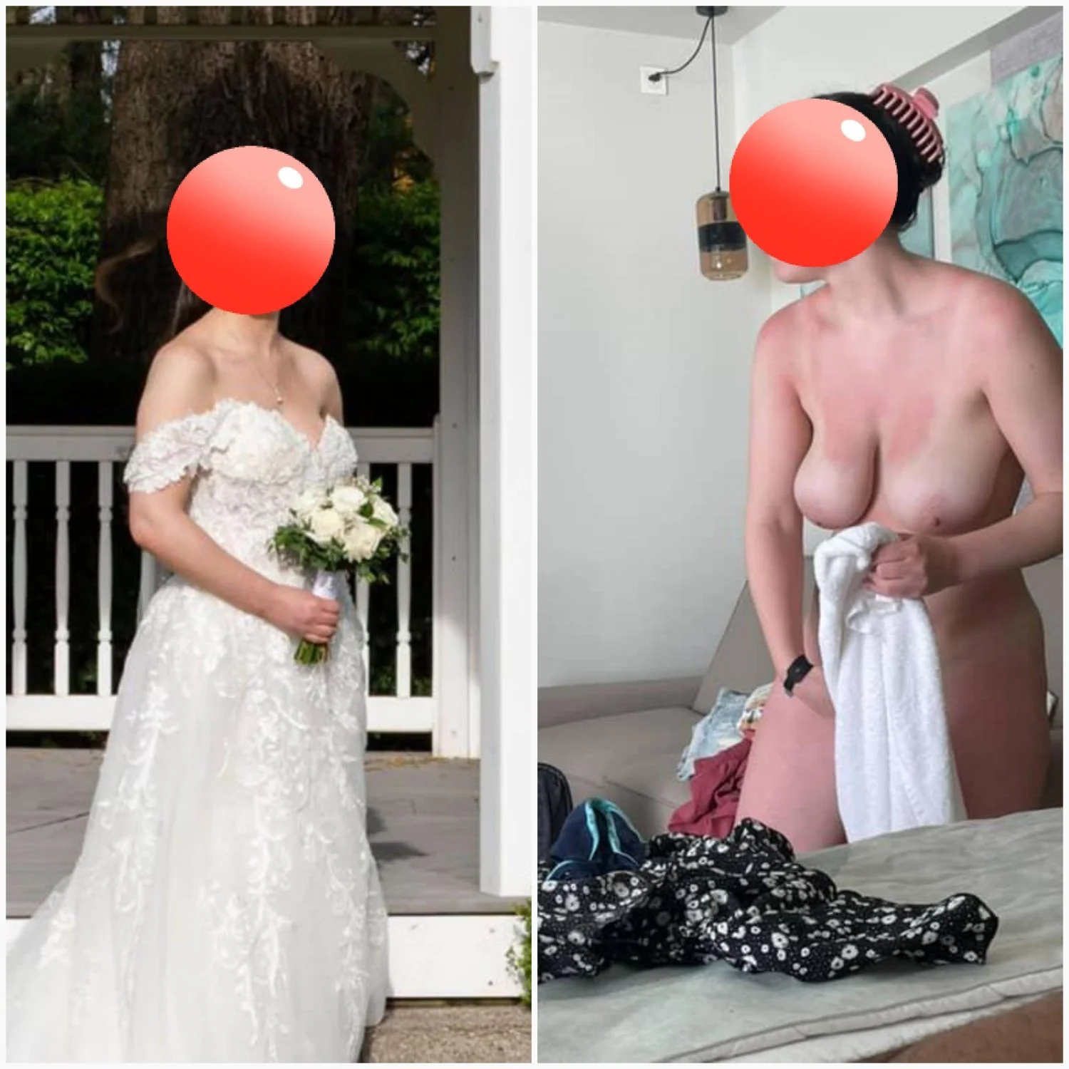 Real bride wife on display for all to see with her massive natural tits and hairy pussy image 10