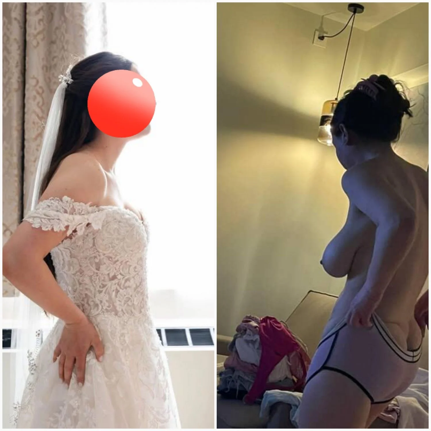 Real bride wife on display for all to see with her massive natural tits and hairy pussy image 11