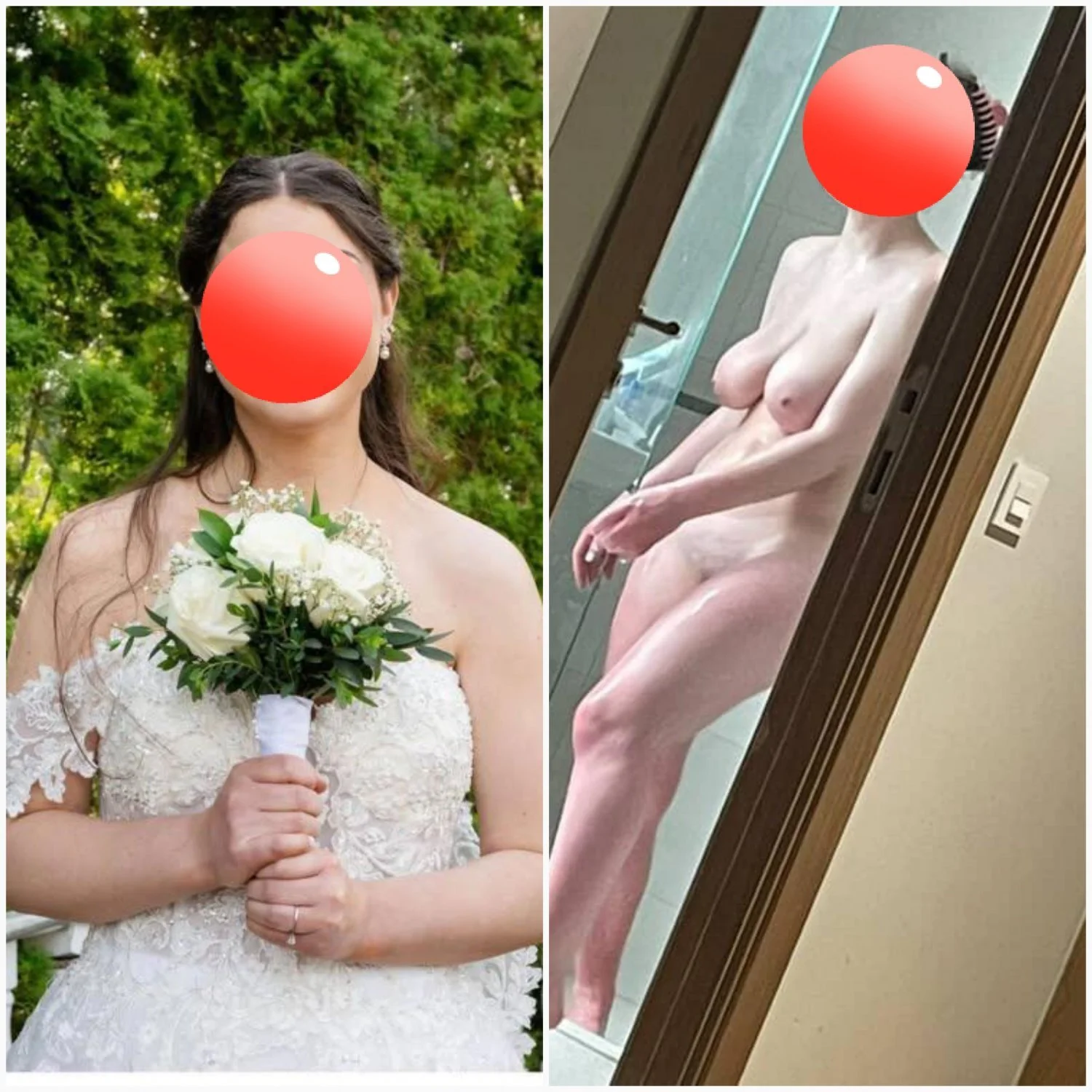 Real bride wife on display for all to see with her massive natural tits and hairy pussy image 17
