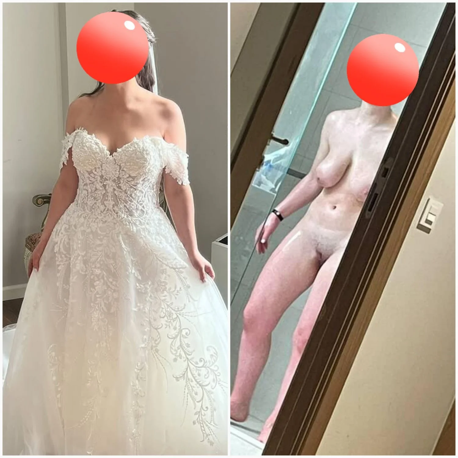 Real bride wife on display for all to see with her massive natural tits and hairy pussy image 4
