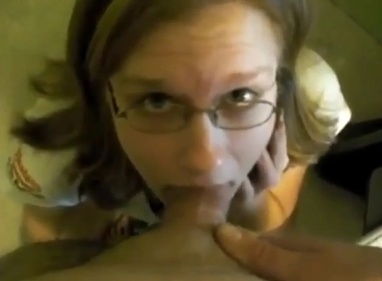 Cheating glasses wife on phone takes facial main image