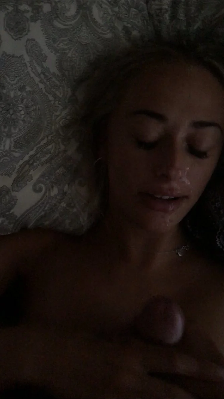 Sexy blonde sorority slut facial image 2