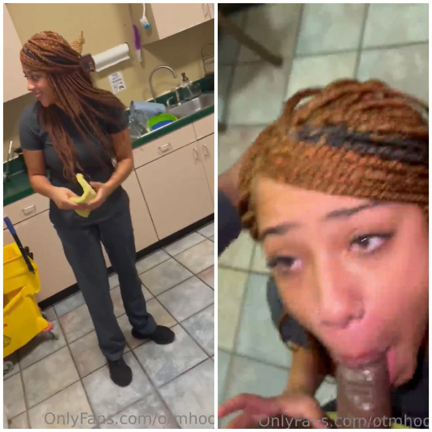 Ebony Coworker Gives Risky Blowjob to Her BBC Coworker in The Office Breakroom main image