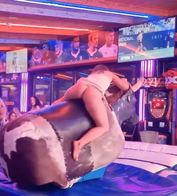 Bull Riding with Mini Dress - Slow motion at the end main image