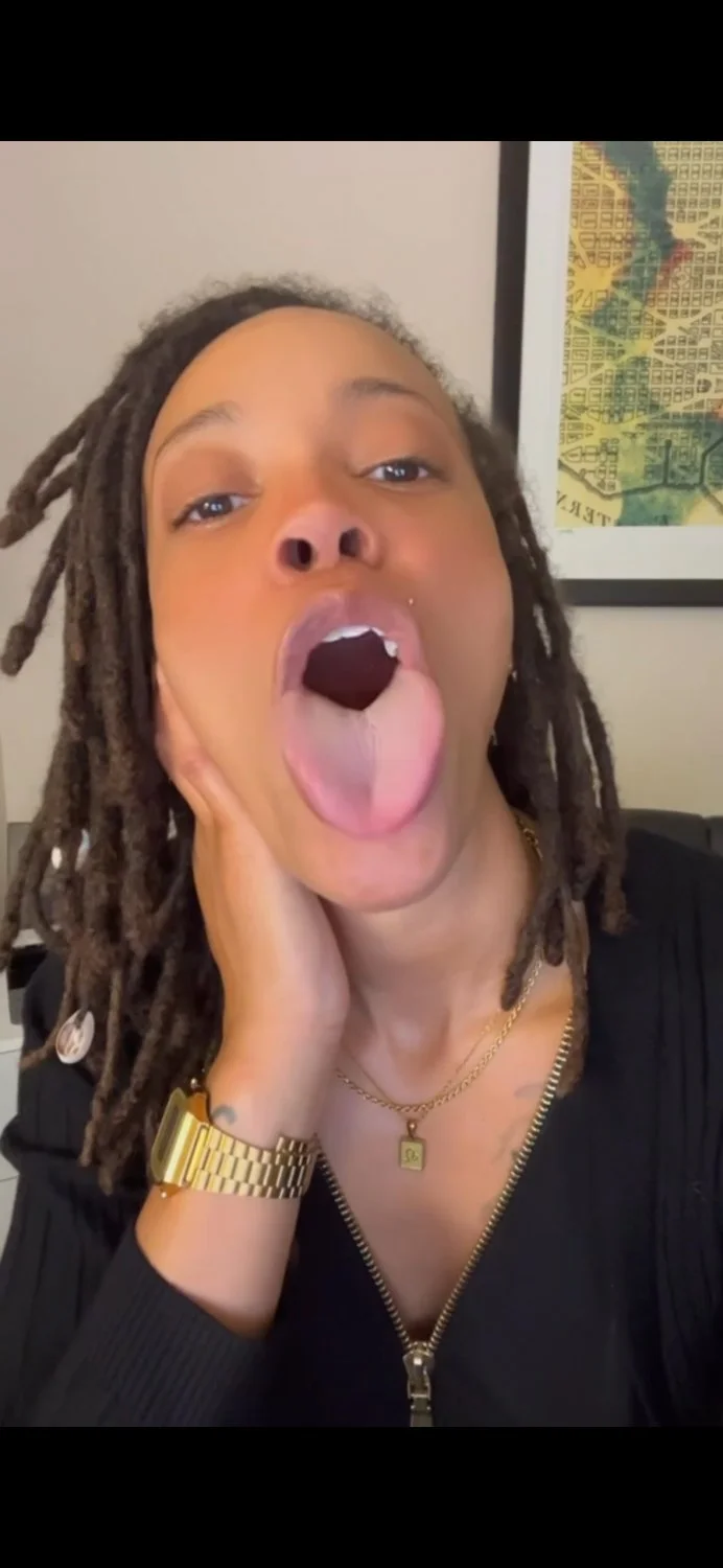 Dyke with long tongue makes any dick throb image 2