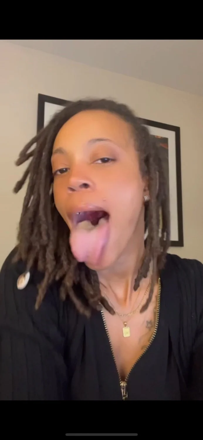 Dyke with long tongue makes any dick throb image 4