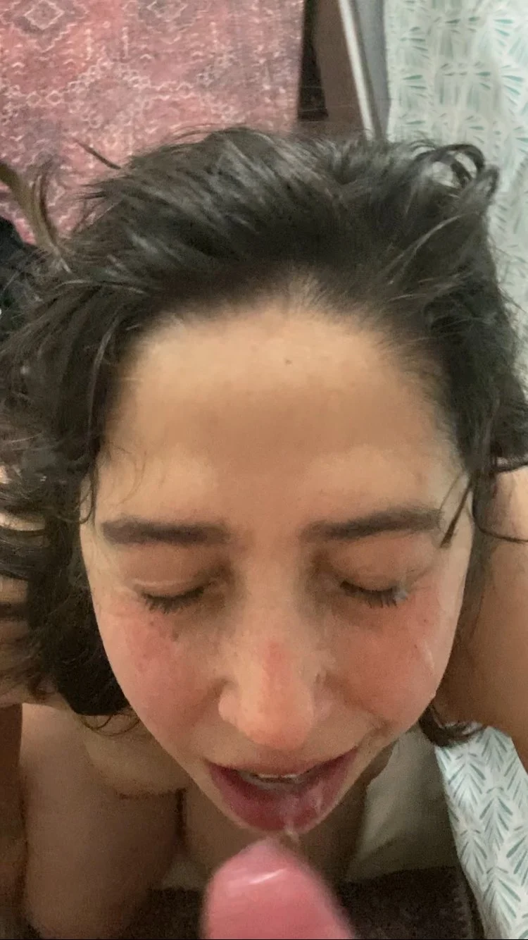 Wife cum shot in eye and down throat image 5
