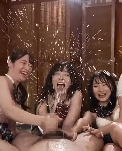 Happy Japs Keep Jerking Overstimulated Penis for Perfect Piss Shower Explosion All Over Them cover image