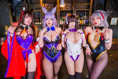 Azurlane cosplayers bbc Side-by-side doggy style orgy cover image