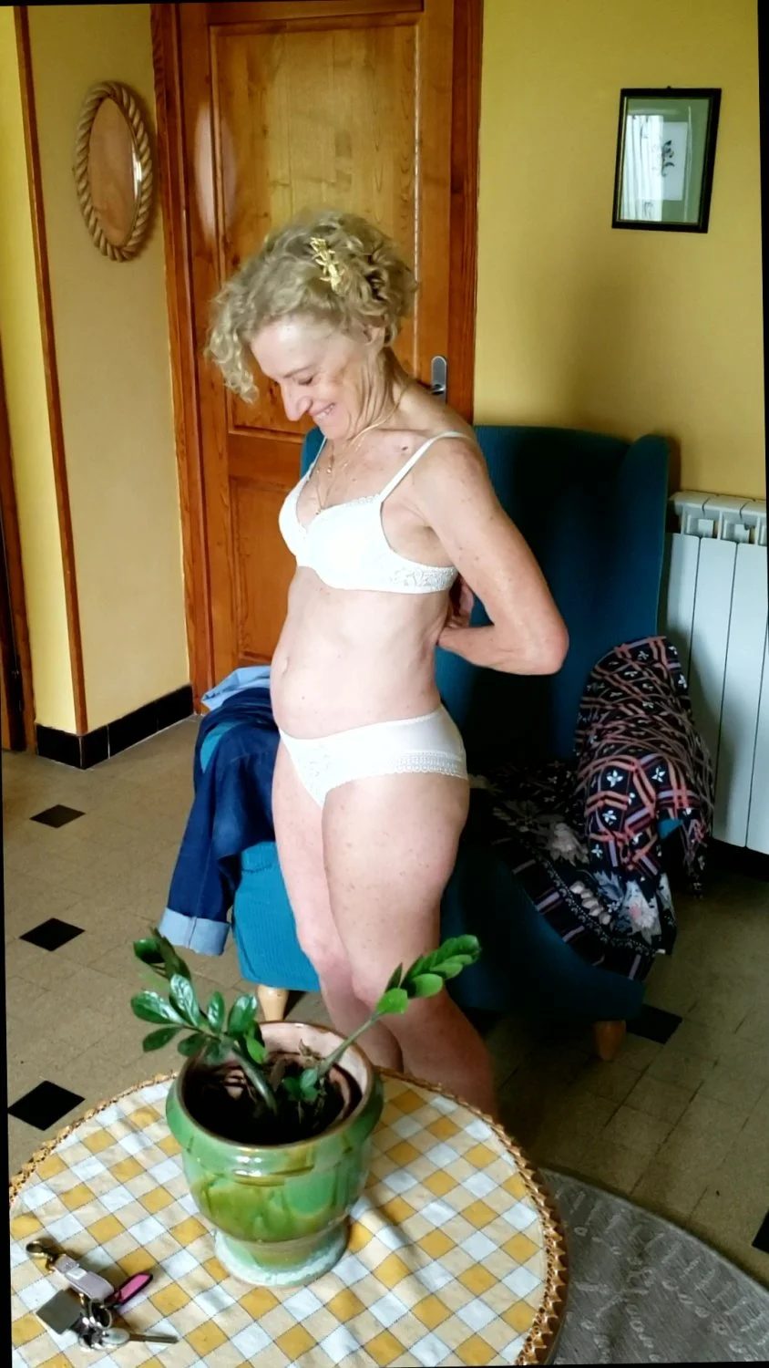 Cheating granny nurse Solange agreeing for another unscheduled strip tease-two photographers image 7