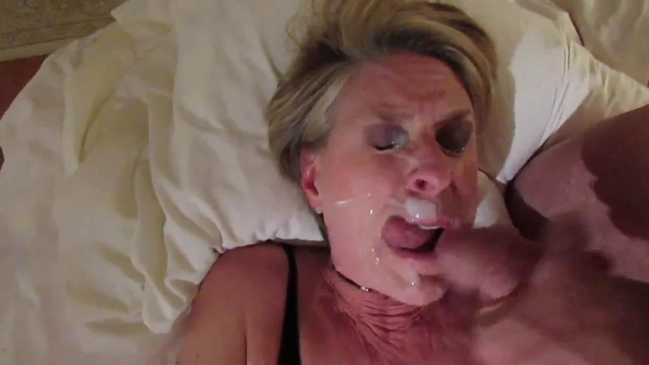 Cumslut Beth gets a big cum facial, drains his cock and rubs his spunk into her face! #cumslutbeth image 8