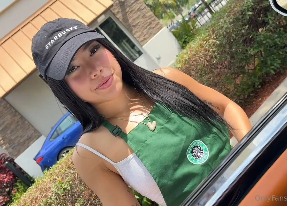 Cute Asian Starbucks Girl Giving a Blowjob and Gets Fucked Hard During her Shift in a Customer's Car main image