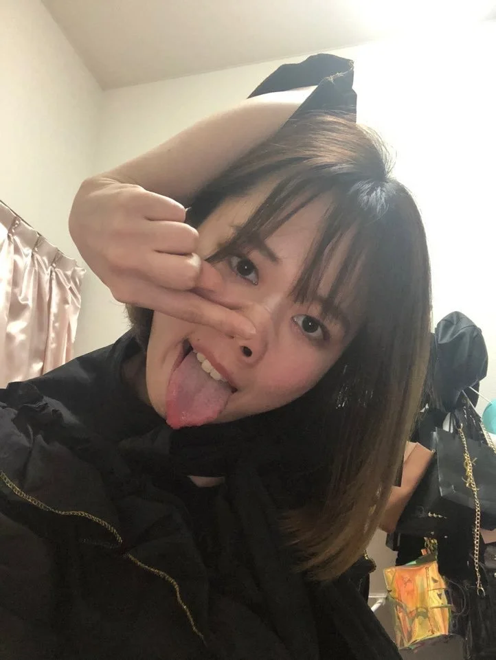 cute japanese woman embraces herself as a humiliating pig image 10