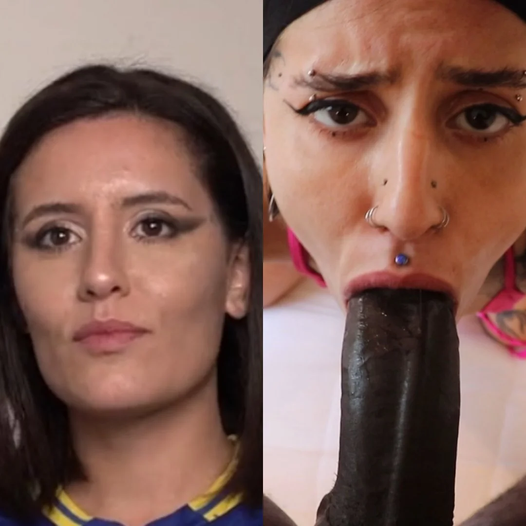 Argentina gótica bebe leite de piroca preta como se fosse agua - goth bbc snowbunny image 5