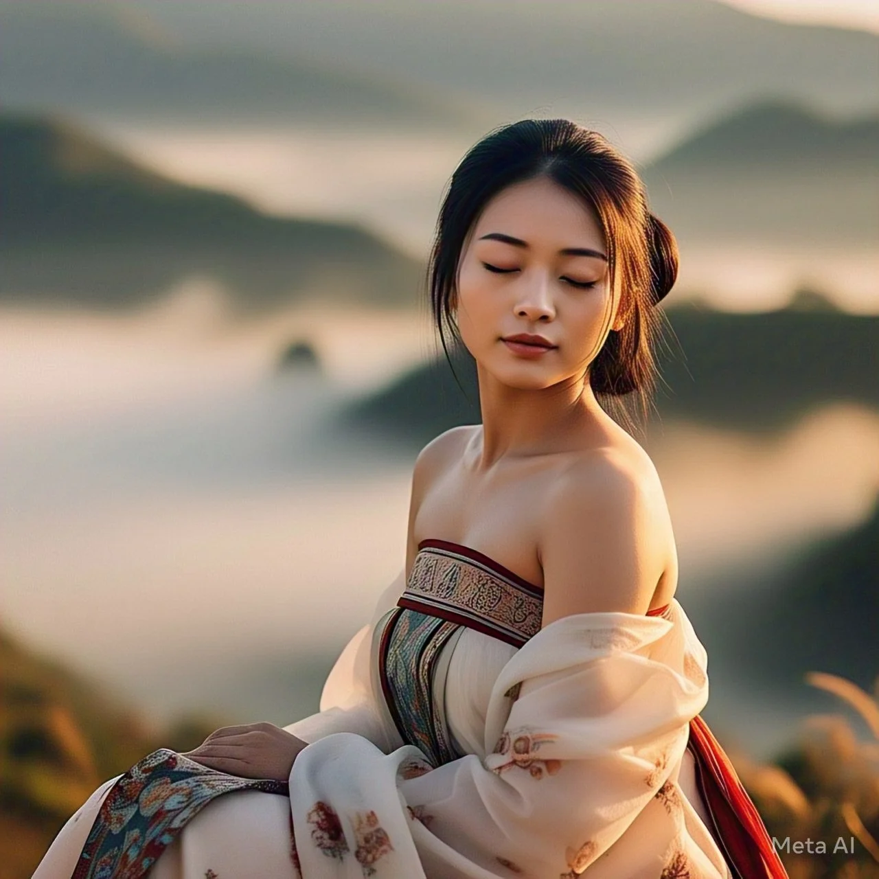 Asian doing yoga image 17