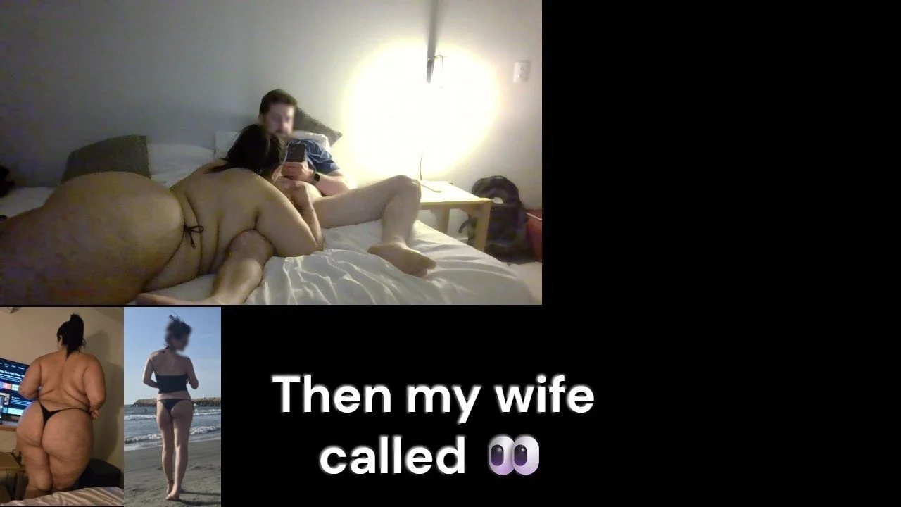 Talking to my clueless wife as huge-ass slut swallows my cock image 3