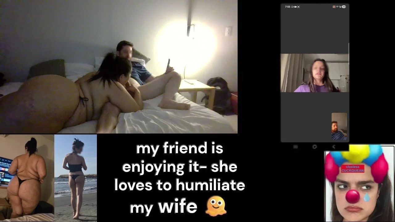 Talking to my clueless wife as huge-ass slut swallows my cock image 7