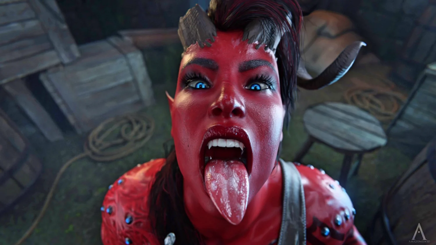 [Baldur's Gate] Karlach sucks Lae'Zel's cock main image